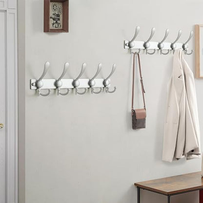 Coat Rack Wall Mount, Heavy Duty 12-Gauge Base vs Flimsy 1mm, Double-Thick Solid Anti-Snap Hooks, 16” Stud-Mount, Stainless Steel Hanger for Clothes Hat Entryway Closet Mudroom, Silver - color: Silver, size: L=17" (1pcs)