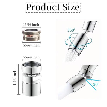 360° Swivel Faucet Aerator, Solid Brass Aerator For Sink Faucet, Sink Aerator,Fits 15/16'' Male & 55/64'' Female Thread(2 Sets)