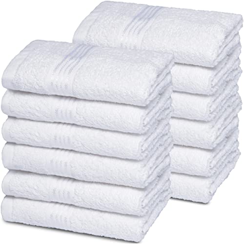 Ultra Soft Cotton Washcloths, Contains 12 Piece Face Cloths 12x12 inch, Ideal for Everyday use Face Towels, Compact & Lightweight Multi Purpose Washcloths - White - color: White, size: 12 Pack Washcloths