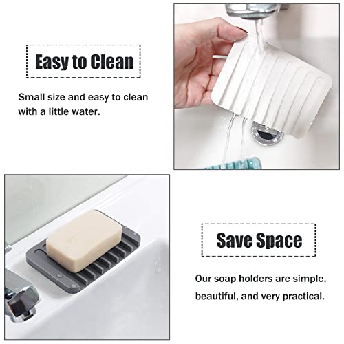 Self Draining Soap Dishes, 3 Pcs Silicone Waterfall Drainer Soap Holder for Bathroom, Extend Soap Life Keep Dry Clean & Easy Cleaning (Black) - color: Black