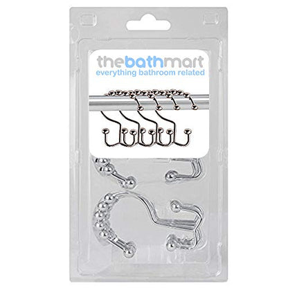 Stainless Steel Double Glide Shower Curtain Hooks, Polished Chrome, Set of 12