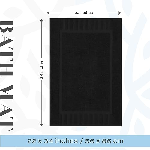 White Classic Luxury Bath Mat Floor Towel Set - Absorbent Cotton Hotel Spa Shower/Bathtub Mats [Not a Bathroom Rug] 22"x34" | 2 Pack | Black - color: 04: Black