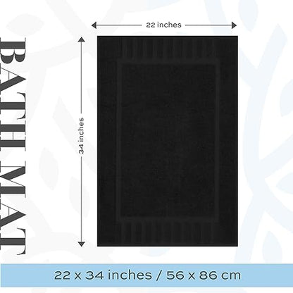 White Classic Luxury Bath Mat Floor Towel Set - Absorbent Cotton Hotel Spa Shower/Bathtub Mats [Not a Bathroom Rug] 22"x34" | 2 Pack | Black - color: 04: Black