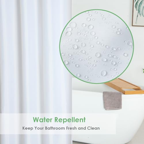 Fabric Shower Curtain Liner 54 x 74 Inch, White Polyester Bathroom Shower Curtains, Heavy Duty, Hotel Quality, Machine Washable, 54x74 Inches - color: White, size: 54"W x 74"L (Pack of 1)