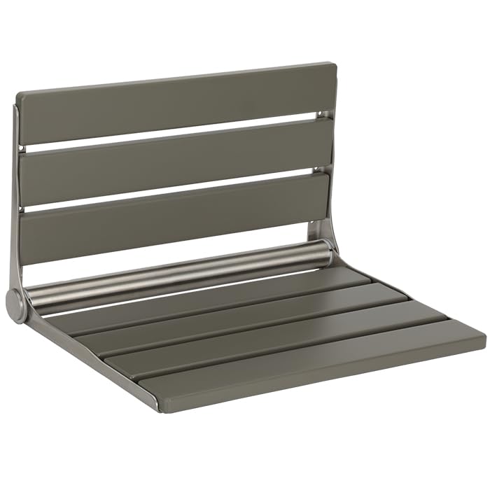 Wall Mount Shower Seat 18" for Adults | Shower Bench Wall Mount for Inside Shower, Fold Down Shower Seat, Shower Seats for Adults - color: Grey & Stainless Steel & Silver