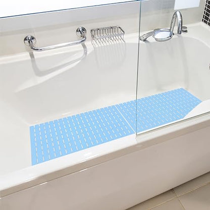 BEMISO Shower Mat Non Slip Bathtub Mat 27.5 x 15.7 Inch Bath Mat for Tub | Suction Cups,Drain Holes,Easy Dry,Easy to Cut,Eco-Friendly - color: Blue, size: 27.5 x 15.7 inches