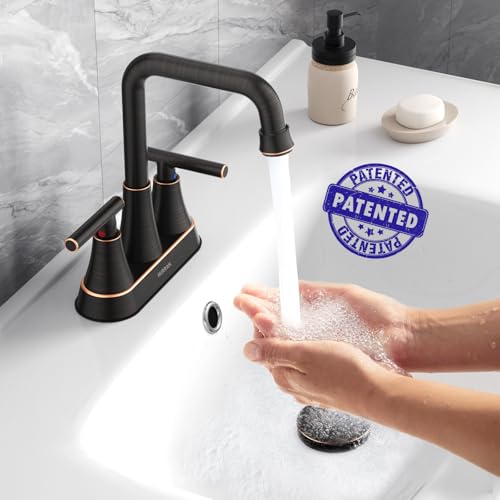 Oil Rubbed Bronze 4 inch Centerset Bathroom Faucet for Sink 2 Hole | Bathroom Sink Faucet with Pop-up Drain and Supply Lines, Stainless Steel 2-Handle Centerset Faucet for Vanity RV Restroom - color: Oil Rubbed Bronze
