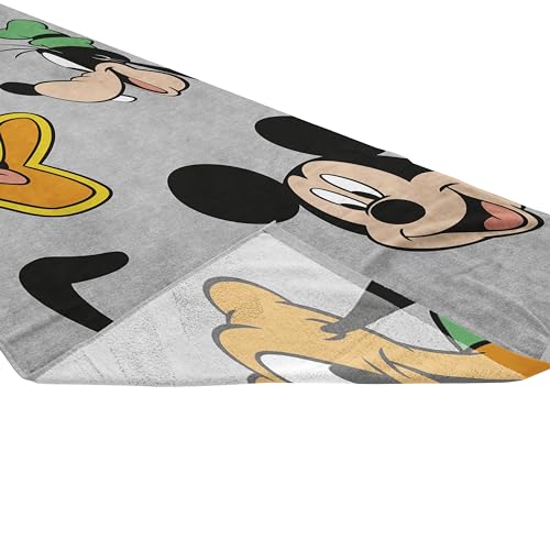 Jay Franco Disney Mickey Mouse & Friends Kids Bath Pool Beach Towel - Super Soft & Absorbent 100% Cotton Towel, Measures 28 x 58 Features, Minnie Mouse, Donald Duck, Goffy & Pluto - color: Gray - Mickey & Minnie
