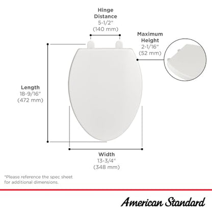 American Standard 5025A65G.020 Telescoping Luxury Slow-Close EverClean Elongated Front Toilet Seat, White