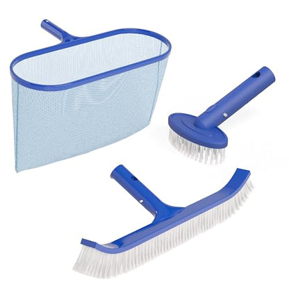 VINGLI 3-in-1 Pool Cleaning Kit for Above Ground&Inground Swimming Pools | Pool Maintenance Tools, Pools Maintenance Equipment with Pool Net, Pool Brush and SPA Brush - size: Style 3 : 3 in 1