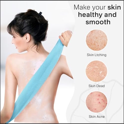 Yiclick 2PCS Exfoliating Washcloth Towel - Exfoliating Body Scrubber Exfoliator, Loofah Sponge Wash Cloth, Korean & Japanse & African Net Sponge Rag - Back Scrubber Washer (Blue) - color: Blue
