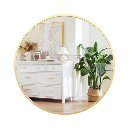 GAOMON 18 Inch Gold Round Wall Mirror, Metal Frame Mirror | Rust Resistant Aluminum Frame / Modern Round Mirror Design / Easy Wall Mount Installation