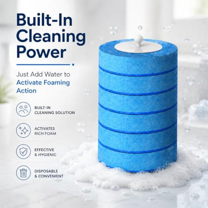 24PCS Disposable Toilet Brush Refills, Replacement Pads for Toilet Wand, Replacement Heads for Hard Water Stains & Limescale (Blue) - size: 24PCS Refills