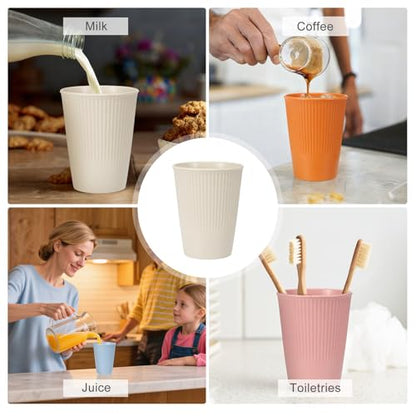 uxcell 4 Pcs Simple Toothbrush Cup, 3.3 x 3.3 x 4.2 Dishwasher Safe Bathroom Tumbler Reusable Plastic Cup Set for Storing Toothpaste Combs, Beige - color: Beige