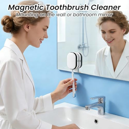 FamilyKit Rechargerable Toothbrush Holder Toothbrush Covers Case for Travel | Portable Magnetic Toothbrush Case with Holder Fits All All Electric Toothbrush Heads/Manual Toothbrushes for Home, White