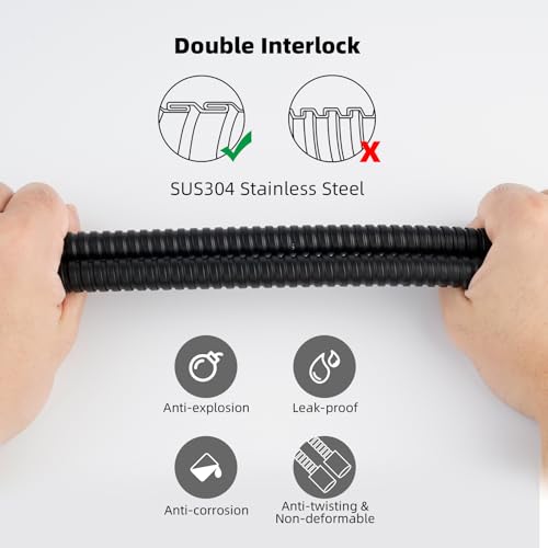Hibbent All Metal Shower Hose, 90 Inch Stainless Steel Extra Long Shower Hose Replacement, Anti-Twist Flexible Bathroom Handheld Shower Head Hose Extension with Brass Insert & Nut, Matte Black - color: Matte Black, size: 90 Inch