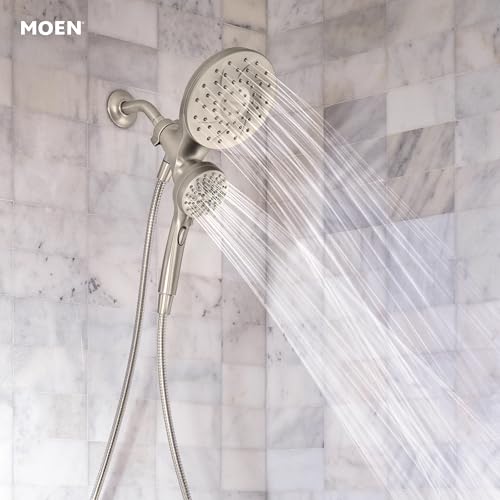 Moen 26009SRN Engage Magnetix 2-in-1 Combo Rain Showerhead with Handheld Spray, Magnetic Docking System, Spot Resist Brushed Nickel, 6-Spray Settings, 2.5 GPM | Handheld Spray, Magnetic Docking System, Spot Resist Brushed Nickel, 6-Spray Settings, 2.5 GPM