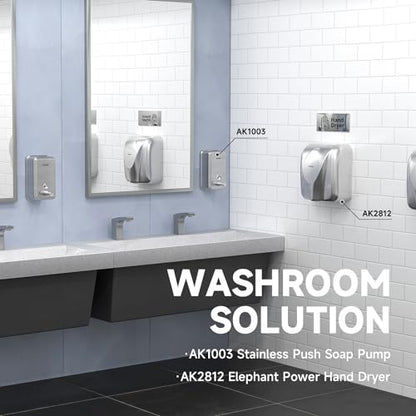 AIKE 37oz Liquid Soap Dispenser for Bathroom Easy Push,Brushed Model AK1003 | Screw Wall Mount Design for Space-Saving,Large Capacity with Safety Key for Commercial Bathroom,Stainless Steel - color: Brushed