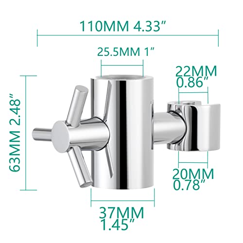 Brass Handheld Shower Bracket Adjustable Shower Head Holder for Slide Bar 25mm O.D, Chrome, ST38A - color: Chrome