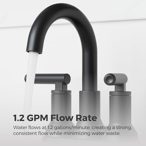 Pfister Capistrano 4 in Centerset 3-Hole Matte Black Bathroom Sink Faucet with 2-Handle Push & Seal Drain Technology WaterSense NSF Certified Vanity Faucet LF048CSOSDB - color: Spot Defense Matte Black, size: 1 Pack