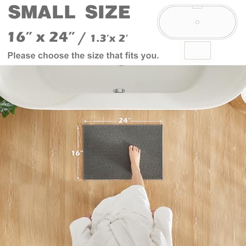 TYUU Bathroom Rugs Non Slip Washable, Super Absorbent Thin Bath Mat Small Quick Dry Low Pile Bathroom Rug, Dark Grey 16"x24" - color: Dark Grey, size: 1'4" X 2' (Rectangular)