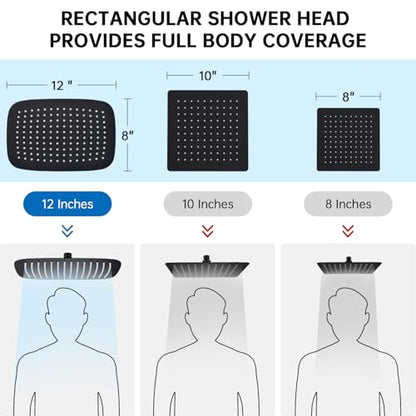 G-Promise 12 Inch All Metal Rain Shower Head with Handheld (Matte Black) | Suits Every Height, Pause Mode Diverter, Massage Mode Handheld, Full Body Coverage, Easy to Install, Modern Bath Upgrade - color: Matte Black, size: 12 Inch