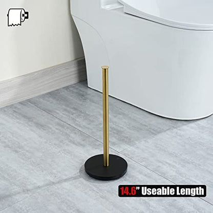 JQK Toilet Paper Storage Stand Gold, 304 Stainless Steel Thicken 0.8mm Tissue Reserve Holder Dispenser for Bathroom, Brushed Gold, TPS180-BG - color: Gold & Black Base