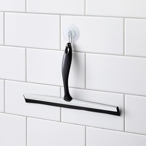 iDesign Bathroom Shower Squeegee, Black/Chrome | Wall Hook Included - color: Black/Chrome, style: Pack of 1