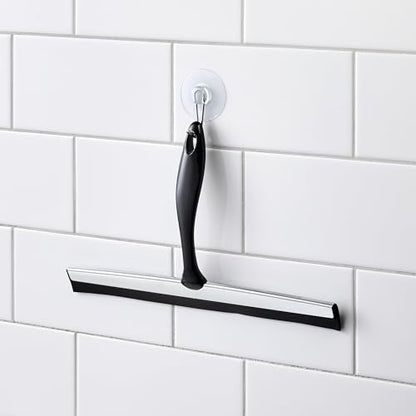 iDesign Bathroom Shower Squeegee, Black/Chrome | Wall Hook Included - color: Black/Chrome, style: Pack of 1