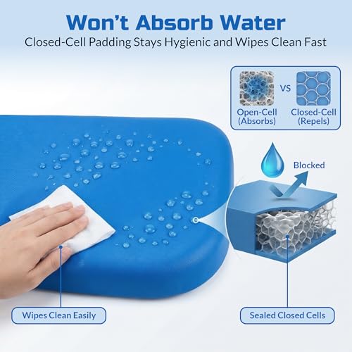 Carousel Sliding Shower Chair Tub Transfer Bench with Swivel Seat Elderly | Slide Safely In & Out of the Tub - Blue, padded seat, padded armrests, swivel seat, backrest, portable, tool-free assembly - color: Blue