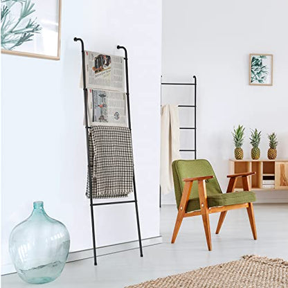 Metal Blanket Ladder Set of 2 Black Blanket Ladders for The Living Room Towel Ladder Rack Holder for Bathroom Bedroom (Black)
