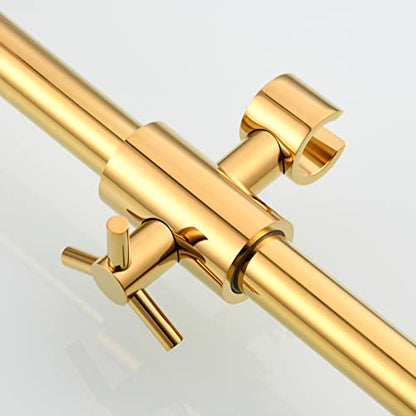 Adjustable Hand Held Shower Bracket Brass Shower Head Holder for 25mm O.D Shower Rod, Titanium Gold, ST38AJ - color: Titanium Gold