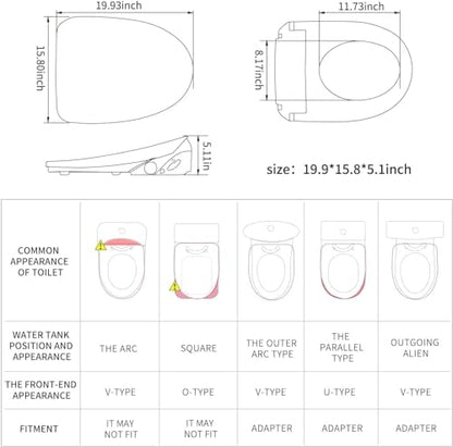 X7 Bidet Toilet Seat, Elongated Bidet Attachment for Toilet Warm Water with Soft Close, Electric Heated Bidet Seat with Water Filtration