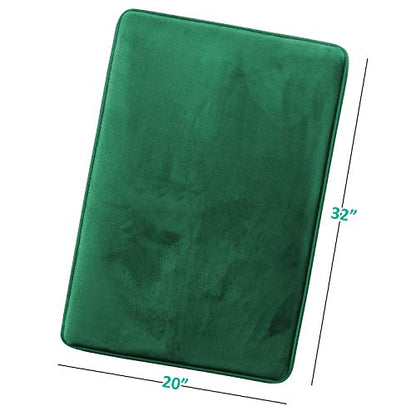Clara Clark Bathroom Rugs, Ultra Soft Plush Bath Mat for Bathroom, Non-Slip, Velvet Memory Foam Bath Rugs, 20 x 32, Solid Hunter Green