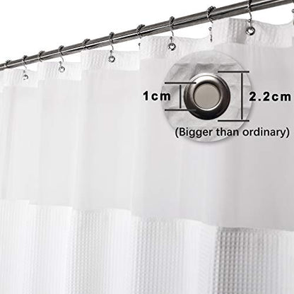 Barossa Design Cotton Shower Curtain with Snap-in Liner White, 71x75 Long | Cotton Blend, Honeycomb Waffle Weave, Fabric Snap on/off Liner, Hotel Style, Water Repellent, Mesh Window, Machine Washable - color: White, size: 71"W x 75"L (Pack of 1)