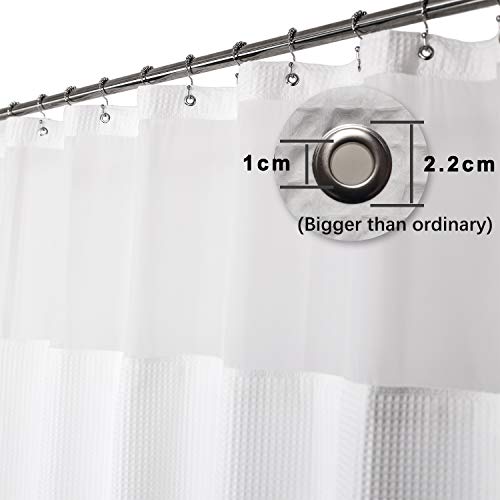Barossa Design Hotel Cotton Shower Curtain with Snap-in Liner White, 71x84 | Cotton Blend, Honeycomb Waffle Weave, Fabric Snap on/off Liner, Water Repellent, Mesh Window, Machine Washable, Extra Long - color: White, size: 71"W x 84"L (Pack of 1)