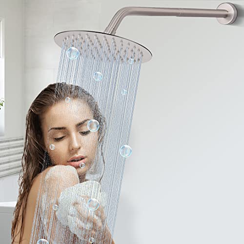 Shower Head Extension Arm, Shower Extender Water Outlet- Lowers Existing, Shower Pipe Extension for Bathroom, Made of Solid Metal Stainless Steel(10 Inch, Brushed Nickel) - color: Brushed Nickel, style: 10 Inch