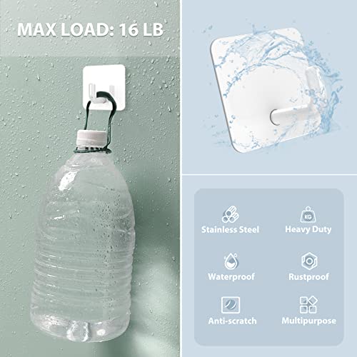 VIS'V Adhesive Hooks, Small Shower Wall Stick on Hooks, White, 4 Pcs | Metal Material, Compact Design, Peel and Stick, 2 Extra Adhesive Strips, for Bathroom Kitchen Livingroom Office RV - color: White