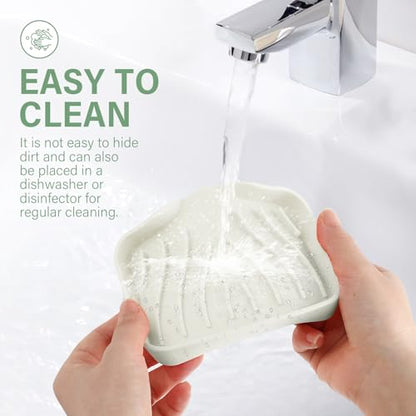 2PCS Self Draining Soap Holder,Spofit Silicone Soap Dish, Suitable for for Kitchen, Bathroom, Shower, Bath Tub,Soap Container (Beige) - color: Beige