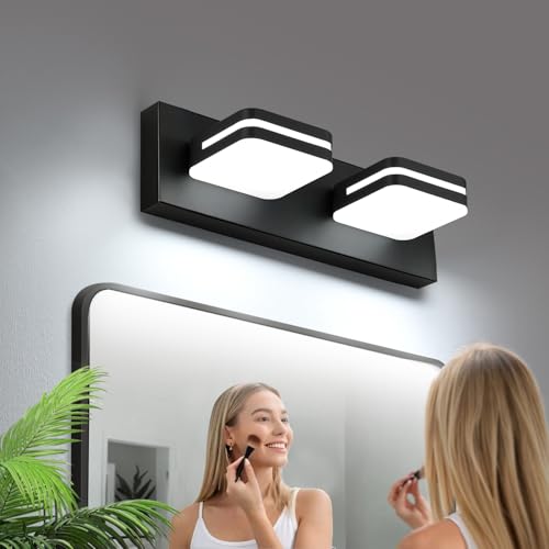 Torondo 360° Rotate LED Bathroom Vanity Light Fixtures, Acrylic Vanity Lights for Bathroom, Modern Wall Lighting Fixtures Over Mirror Living, Matte Black, Natural White, 2-Light, 14-Inch - color: Matte Black, Natural White, size: 2-Light, 14-Inch