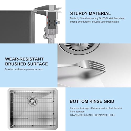 27" Undermount 18 Gauge 304 Stainless Steel Single Bowl Kitchen Sink with Accessary in 27"Lx19"Wx10"D - size: 27"L x 19"W x 10"D Single Bowl