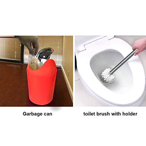 Bathroom Accessories Set, 6-Piece Plastic Gift Set, Toothbrush Holder, Toothbrush Cup, Soap Dispenser, Soap Dish, Toilet Brush Holder, Trash Can (RED) - color: Red