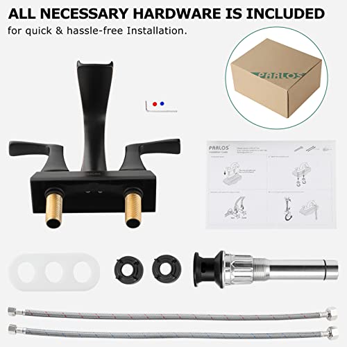 Waterfall Bathroom Sink Faucet 2 Handle Centerset, Oil Rubbed Bronze | 4 Inch Lead-Free Deck Mount Vanity Faucet with Pop Up Drain Supply Lines, for 3 Hole Lavatory Utility Sink - color: Oil Rubbed Bronze