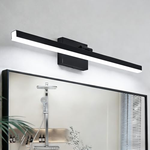 IZORRO Modern Bathroom Vanity Light 32 inch, Rotatable, 24W Dimmable Led Bathroom Light Fixture Over Mirror, Black Vanity Light Bar (Cool White 6000K) - color: Black-6000K, size: 32 inch