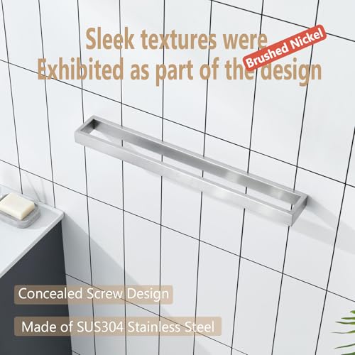 KOKOSIRI Towel Bar Brushed Nickel Bath Towel Hanger Holder 20-Inch Kitchen Rack Stainless Steel for Bathroom Hardware Wall Mount, 1 Pack B4008BR-L20 - color: Brushed Nickel, size: 20-Inch