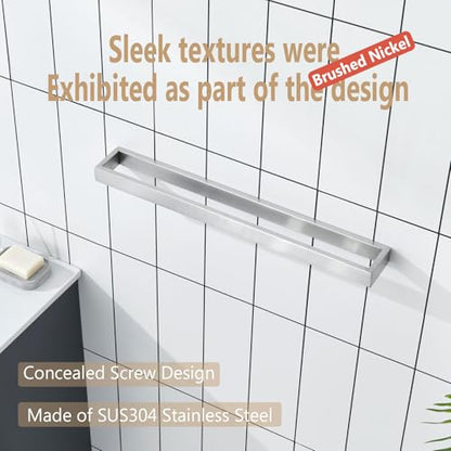 KOKOSIRI Towel Bar Brushed Nickel Bath Towel Hanger Holder 20-Inch Kitchen Rack Stainless Steel for Bathroom Hardware Wall Mount, 1 Pack B4008BR-L20 - color: Brushed Nickel, size: 20-Inch