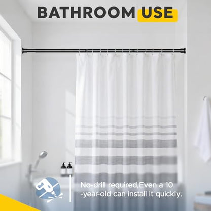 Black Tension Curtain Rods 28 to 84 Inch,1"Heavy Duty Shower Curtain Rod，No Slip No Drill Adjustable Shower Rod for Bathroom, Window, Closet & Wardrobe - color: Black, size: 28-84 inch