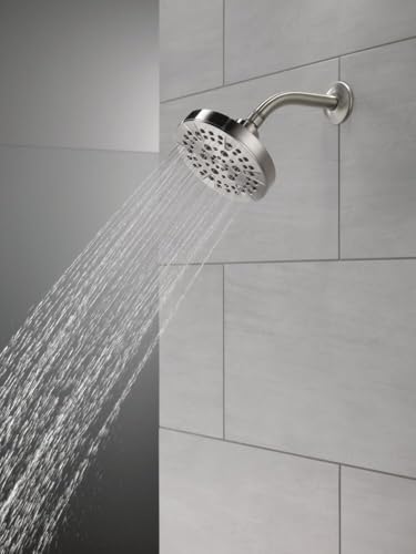 Delta 6-Setting Chrome Shower Head with High Pressure Spray, 6 Inch Round Shower Head, Showerheads, 1.75 GPM Flow Rate, Chrome 52535 - color: Chrome