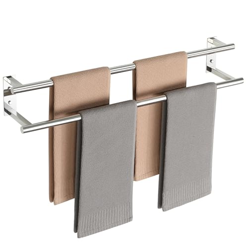 Alise 28‘’ Double Towel Bar for Bathroom Wall Mounted, Polished Chrome | SUS304 Stainless Steel, Bathroom Towel Holder Towel Hanger, Towel Racks for Bathroom, Labatory, Tower Drying Rack Towel Rail - color: Polished Chrome, size: 28inch
