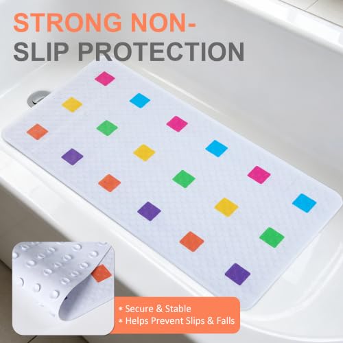 Baby Bath Mat Non Slip, 26"x13", Bathtub Mat for Kids | Anti Slip - color: Multicolor